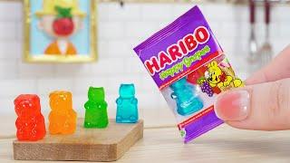 ASMR Miniature Haribo Gummy Bear Candy Recipe | SO SWEET Tiny Candy Decorating | Miniature Cooking