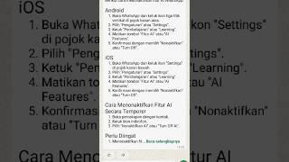 Apakah Bisa Menonaktifkan Meta AI WhatsApp?#aiwhatsapp