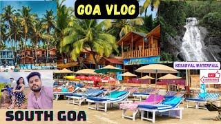 Goa Vlog 2024 || South Goa Room Tour || kesarval Waterfall || Colva Beach || Varca Beach || Sea Food