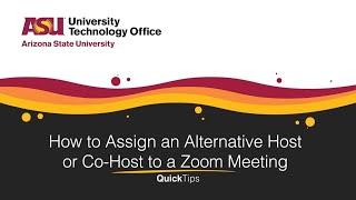 How to Assign an Alternative Host or Co Host to a Zoom Meeting