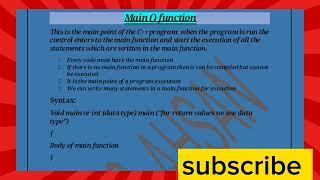 what is the main function?why Every code/program must contain main function