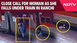 Ranchi | Close Shave For Woman After She Falls Under Moving Train In Ranchi