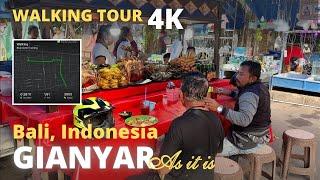 Gianyar Bali Indonesia: 4K Virtual Walking Tour | Start from indonesian street food market