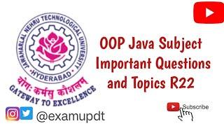 OBJECT ORIENTED PROGRAMMING THROUGH JAVA (OOP)  R22 | Important Topics | Important Questions 2024