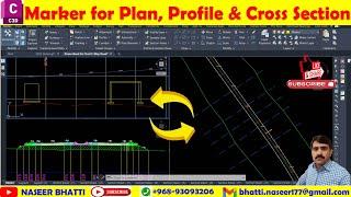 Marker for Plan Profile and Cross Section | points from cross section to sample line | TL Marker