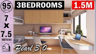 PEARL 3.0 | Must Watch SMALL HOUSE DESIGN with 3-BEDROOMS