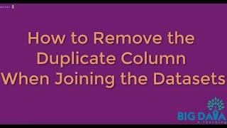 How to remove the duplicate column when joining the datasets?