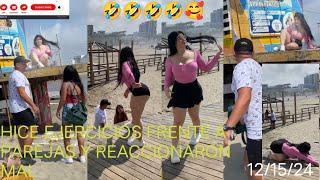 Hice ejercicios frente a parejas y reaccionaron mal #funny #comedy #viralvideo #bebasantander #vide