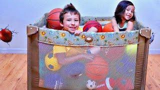 Playing In the Color Ball Play Pen and Learn The Names of Sport Ball for Children