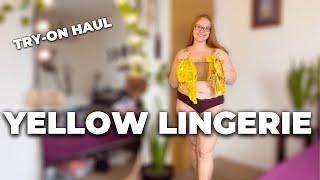 Yellow Transparent Lingerie Try-On Haul Review Of Fit and Feel in 4K | Curvy Mom Body