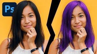 How To Change BLACK HAIR into Colour with Adobe Photoshop