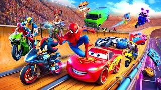 GTAV SPIDER MAN 2, FIVE NIGHTS AT FREDDY'S, THE AMAZING DIGITAL CIRCUS Join in Epic New Stunt Racing