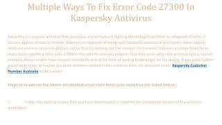 Multiple Ways To Fix Error Code 27300 In Kaspersky Antivirus