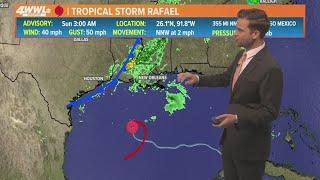 Sunday 7am Tropical Update: Rafael lingering off the coast as it weakens