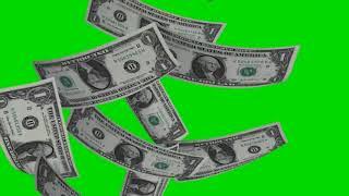 Money Rain - falling  dollar bills on green screen - free use
