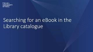 Finding an eBook using the Library Catalogue