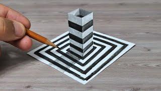 3d drawing optical illusion on paper