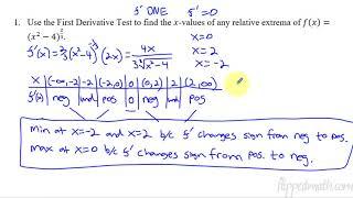 Calculus AB/BC – 5.4 Using the First Derivative Test to Determine Relative Local Extrema