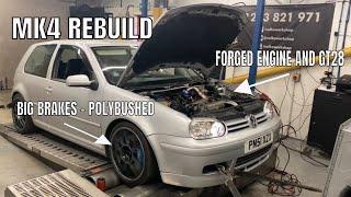 VW MK4 GOLF 1.8T BIG TURBO BUILD - FORGED ENGINE GT2871 400HP+  ** BOOSTED CONTENT  INSIDE **