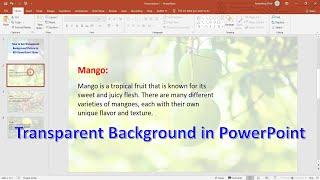 How to Set Transparent Background Picture in PowerPoint | Picture Transparency in PowerPoint