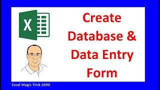 Create Excel Database and Data Entry Form. Excel Magic Trick 1690.