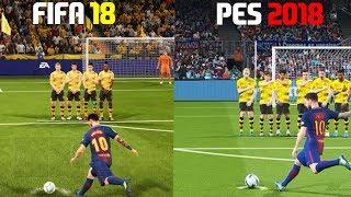 FIFA 18 vs PES 18 - FREE KICKS (featuring Messi, Ronaldo,Bale,Neymar)