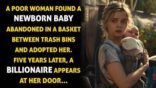 A poor woman found a newborn baby abandoned in a basket between trash bins and adopted her...