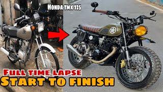 Brand New Honda TMX 125 alpha SCRAMBLER BUILD . full time lapse start to finish , MOTORCYCLE CUSTOM
