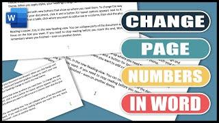 In Word How To Change Page Numbers START FROM ANY PAGE.