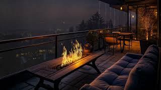 Cozy Balcony Rain in New York | Night Heavy Rain Sounds and Distance Thunder for Sleep, Calm, Study