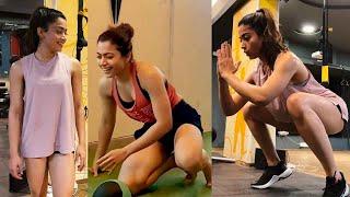 Rashmika Mandanna Hot Intense Gym Workout Video: Leg and Core Excercise | Fitness Enthusiast