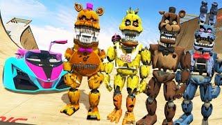 NIGHTMARE ANIMATRONICS STUNT ON WORLD'S BIGGEST RAMP EVER! (GTA 5 Mods FNAF Funny Moments)