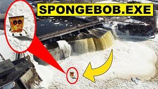 DRONE CATCHES SPONGEBOB.EXE AT WATERFALL! | SPONGEBOB.EXE CAUGHT ON DRONE IN REAL LIFE?!