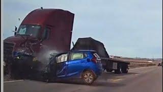 Honda fit turns infront of truck, Utah, 11/12/2022