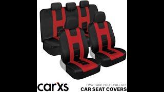 carXS Forza Red Seat Covers for Cars Full Set | BDK Front Seat Cover Installation Guide | Amazon