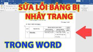 Sửa lỗi bảng bị nhảy trang trong word | bảng bị nhảy trang trong word