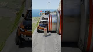 Cars vs Giant Pit Bollards Crash - BeamNG.Drive