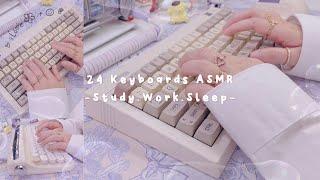 24 Keyboards Typing ASMR for Studying/ Work/ Sleep | Soft Aesthetic | No MidRoll Ads No Whispering 