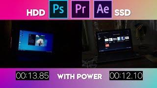 HDD Vs SSD Speed Test With Power Part1 | After effects | Premiere Pro | Photoshop Speed Comparison