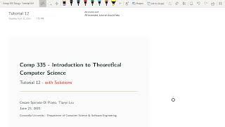 Tutorial 12 - Turing Machines