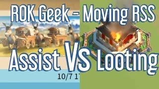 ROK Geek - Moving resources to your main - Assist Vs Looting