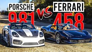 Ferrari 458 Spider vs Porsche Boxster Spyder 4.5L DeMan | Best $200K Convertible?