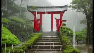 ️ Enter the Zen Gateway: Unwind with the Tranquil Sounds of Rain at a Japanese Torii Gate! ️