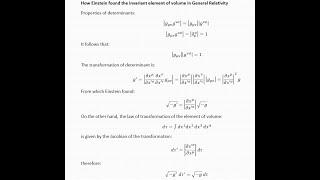 How Einstein found an invariant infinitesimal volume element in General Relativity