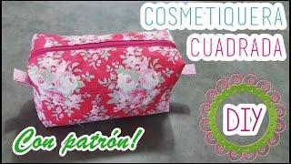 Cosmetiquera cuadrada, con patrón DIY