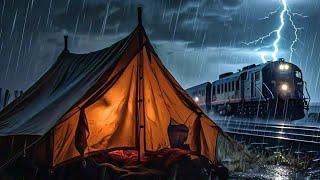 Relax & Sleep or Cure Tinnitus: Hammering Heavy Rain Tent NYC, Airplane Sound Black Screen Noise