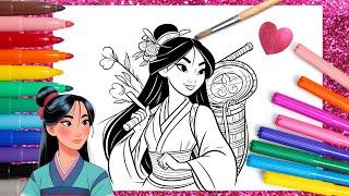 Coloring Mulan with Glitter and Markers!