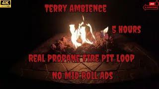 5 Hours Propane Fire Pit with Summer Night Sounds Filmed August 2024 4k Full Screen