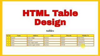 How to create HTML Table || th,tr and td tag - HTML || Table design