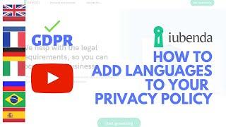 How to add languages to your Privacy Policy with iubenda